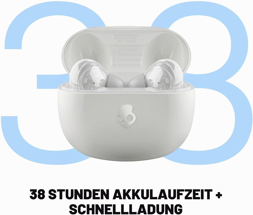 Skullcandy Rail ANC, In-Ear Wireless-Kopfhörer mit Noise Cancelling, 27 Std. Akkulaufzeit, Mikro, ko