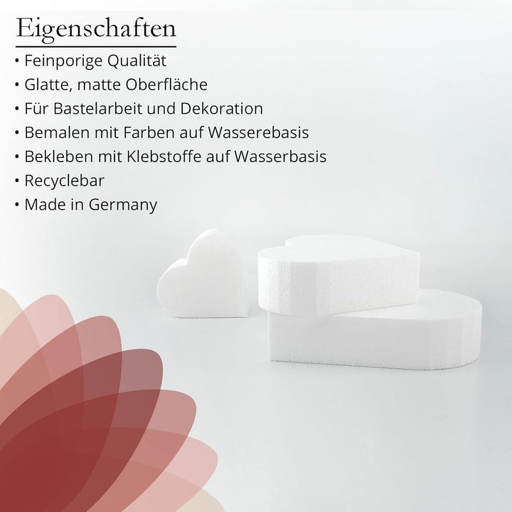 MCE-Commerce A3997913 Styropor Herz-Torte Set dreistöckig H 5cm, 10cm 15cm 20cm, weiss, 20x20x15cm,