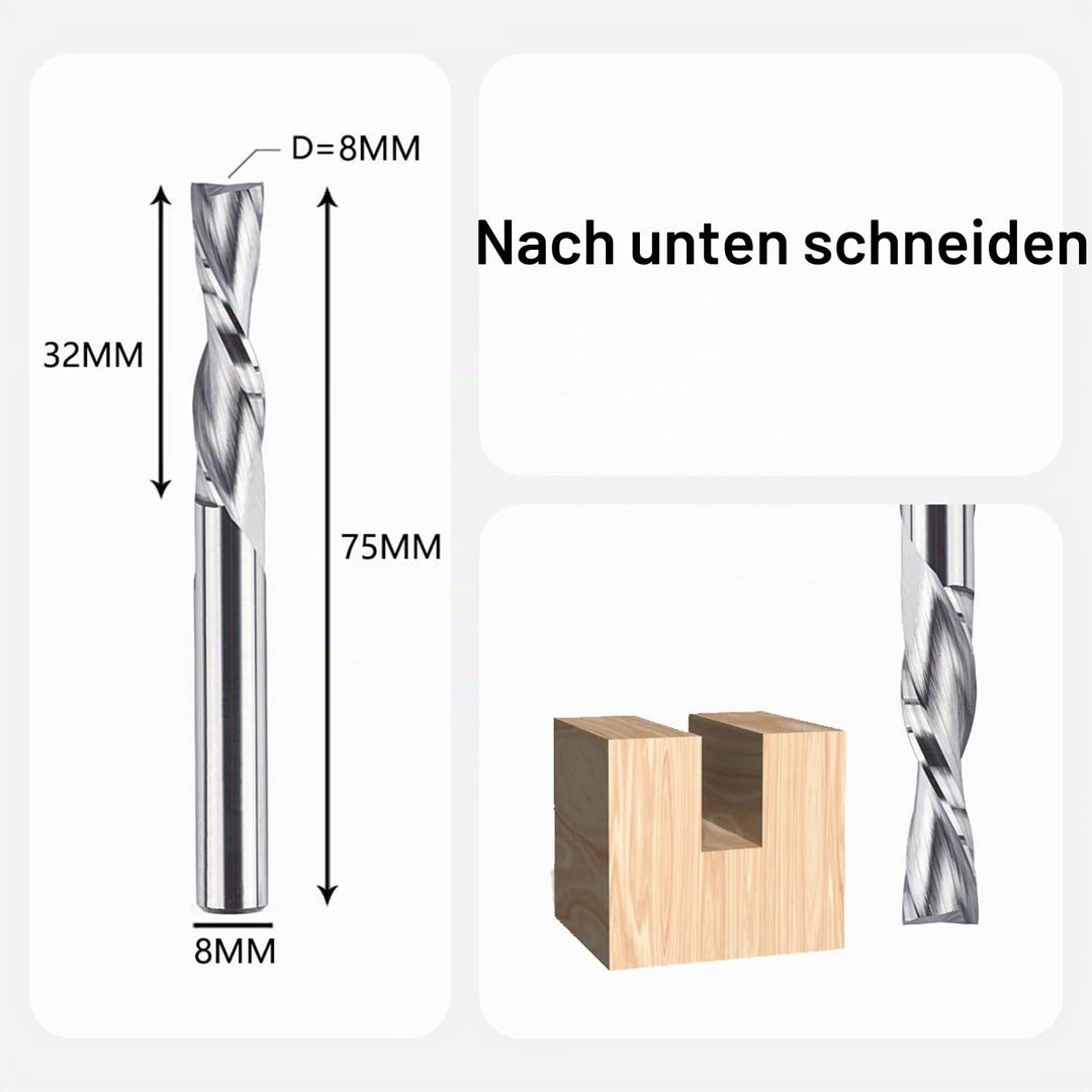 SpeTool 2 Stück Spiralnutfräser 8mm Schaft Downcut 32mm Schnittlänge Nutfräser Spiralfräser 2 Flöten