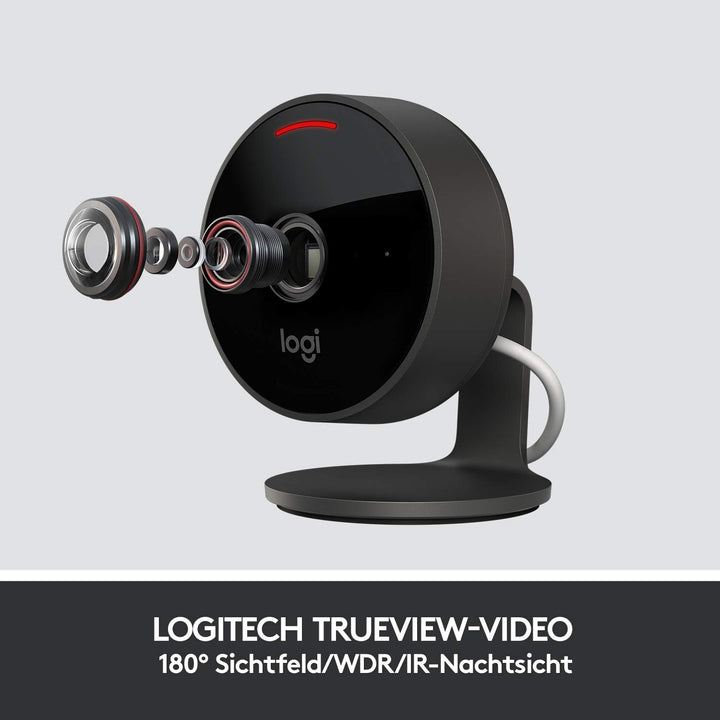 Logitech Circle View - wetterfeste kabelgebundene Überwachungskamera für zu Hause, 180° Weitwinkel,