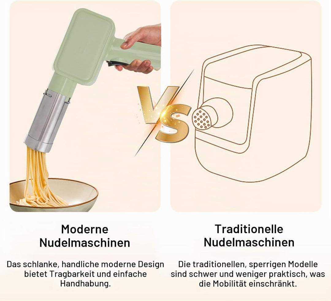 Kabelloser Hand-Nudelmacher, tragbare elektrische Nudelmaschine mit 9 Nudelformen, 2 Wurstherstellun