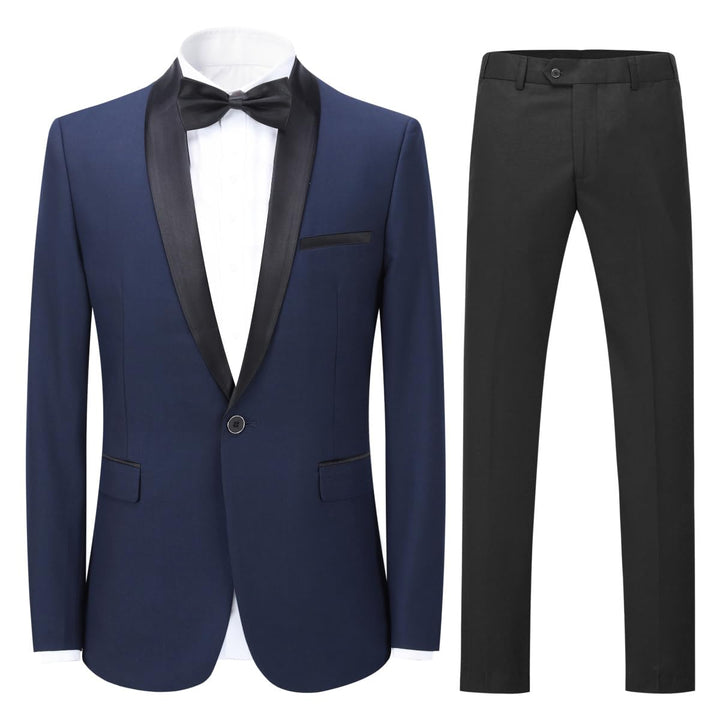Anzug Herren 2 Teilig Slim Fit Smoking Anzüge Schalkragen Herrenanzug für Hochzeit Business, S Blau-