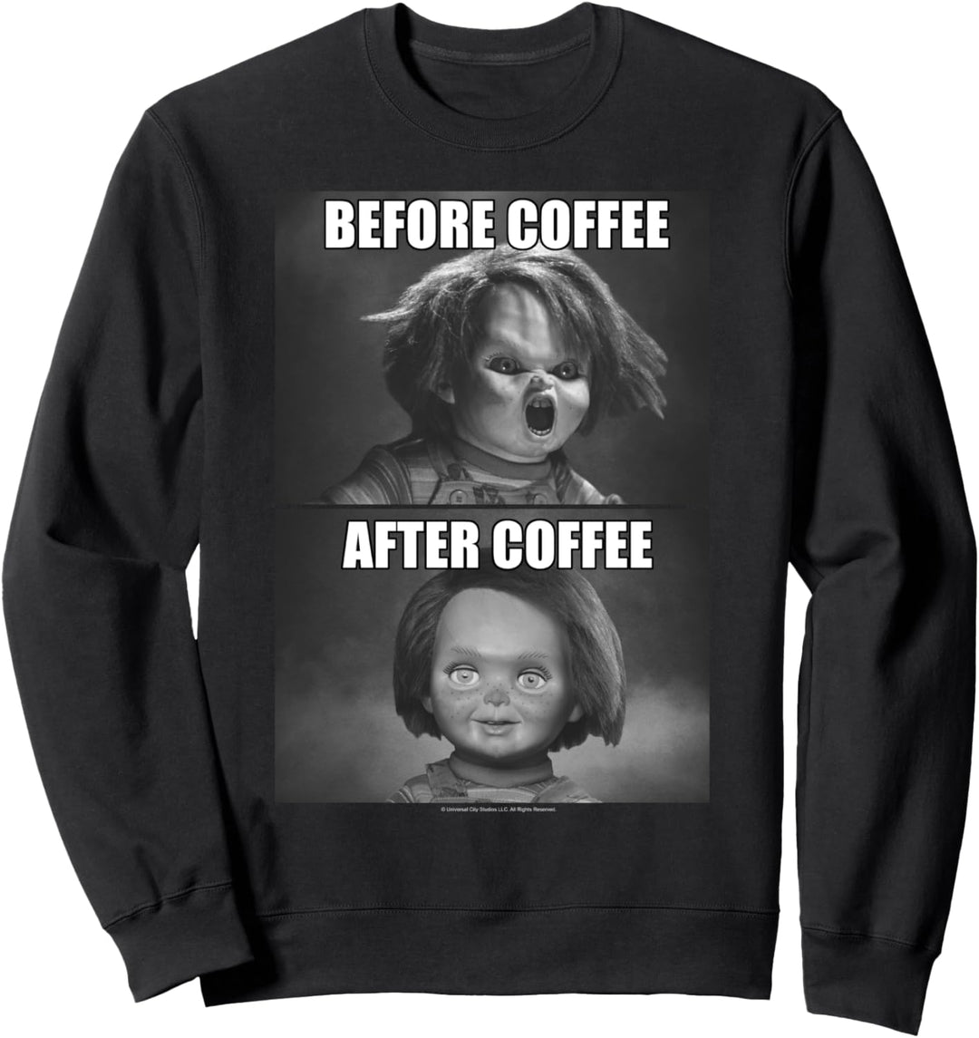 Child's Play Chucky Before Coffee After Coffee Sweatshirt