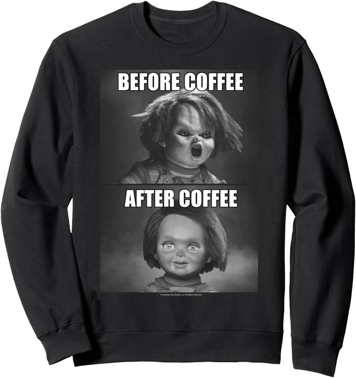 Child's Play Chucky Before Coffee After Coffee Sweatshirt