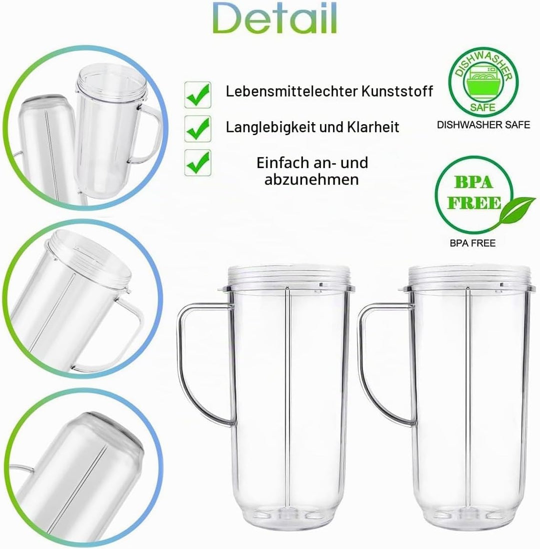 650ml Becher Entsafter Tassen Kompatibel mit Nutribullet Magic Bullet 200W Elektrischer Mixer - 22 U