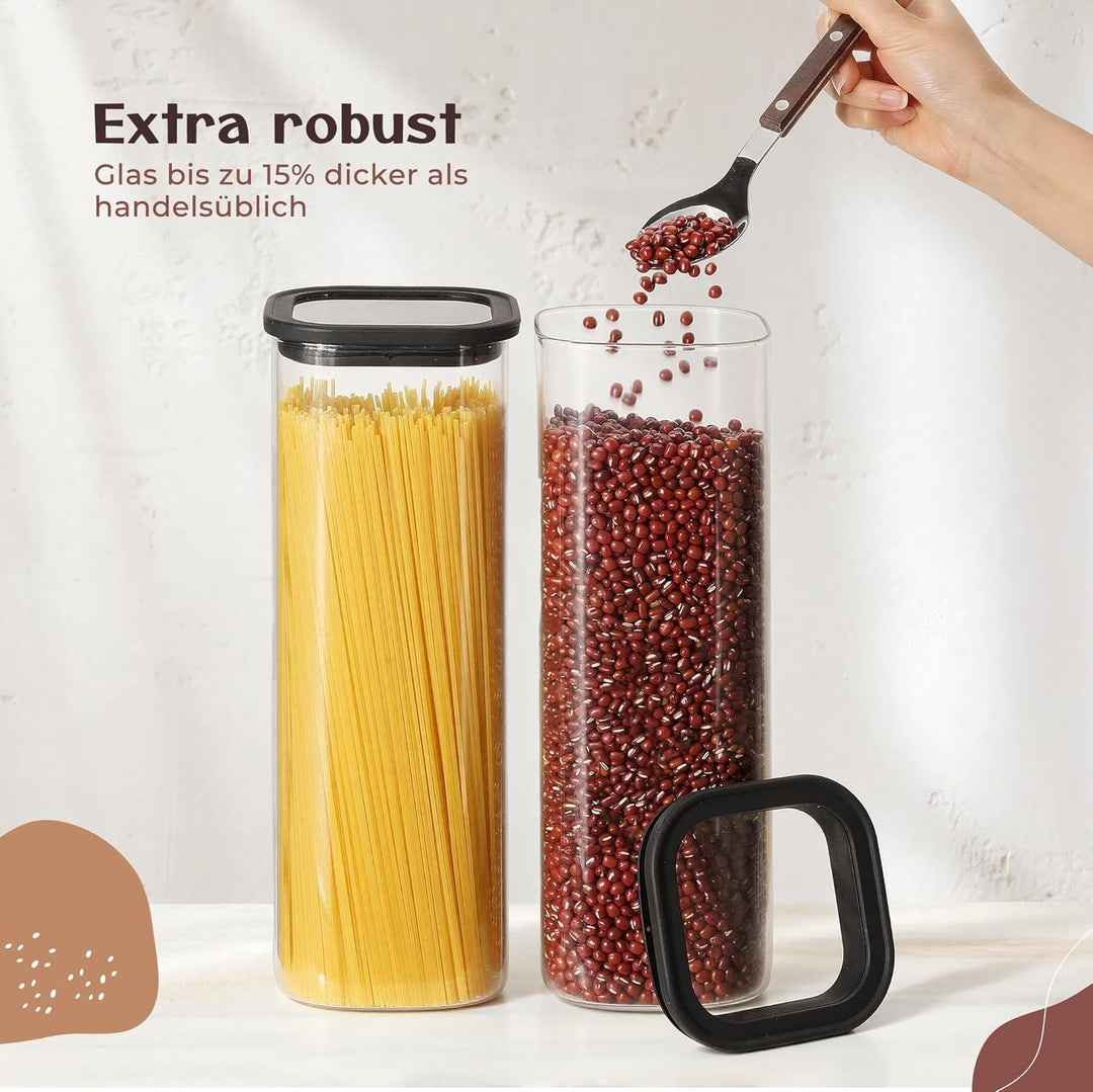 Vorratsgläser mit Deckel (2 x 2300 ml) – Vorratsdosen Glas mit Deckel, luftdicht & mottensicher | ec