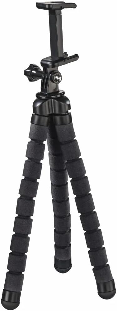 Hama Flex Dreibeinstativ 1/4 Zoll Arbeitshoehe=9-26cm Schwarz Fuer Smartphones und GoPro 4613 Schwar