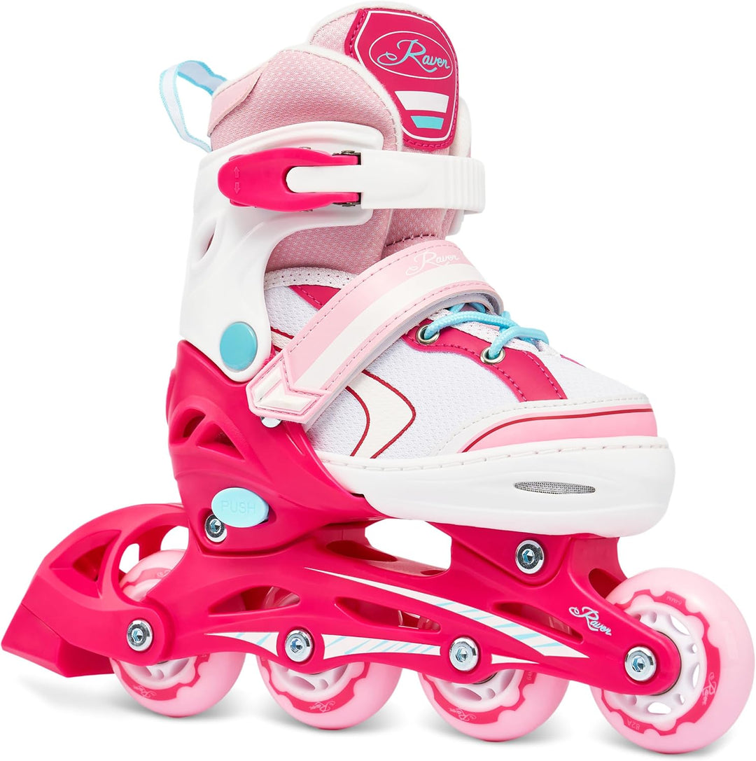 Kinder Inline Skates Inliner Raven Lia verstellbar mit LED Leuchtrad 30-33 (18-20,5cm) Raven Lia Pin
