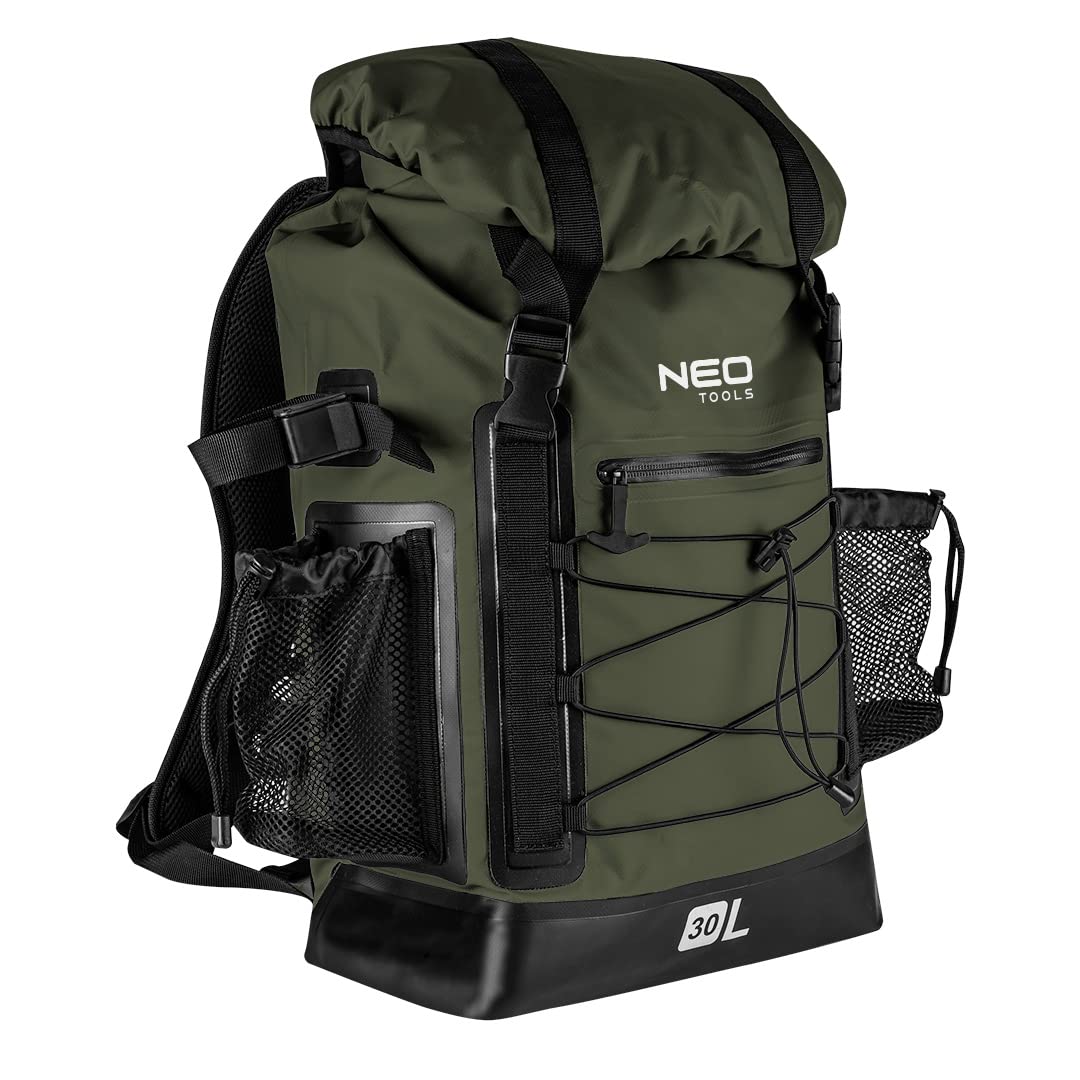 NEO TOOLS Wasserdichter Rucksack 63-131, Fassungsvermögen 30 Liter, 4in1, Farbe Dunkelgrün, Verstell