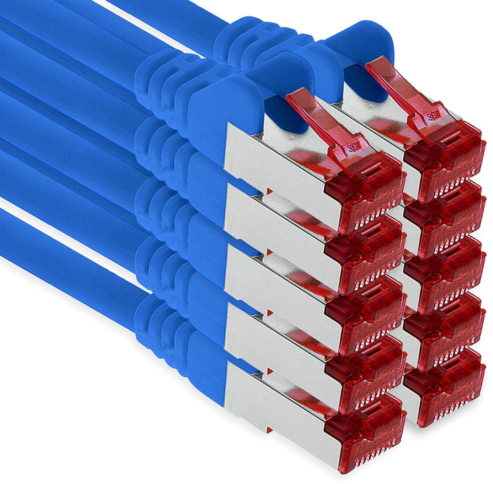 1aTTack.de - 10x 10m CAT6 Patchkabel S/FTP PIMF Schirmung CAT.6 RJ45 Netzwerkkabel Ethernetkabel DSL