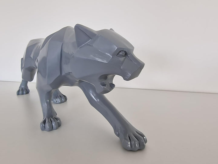 IDYL Moderne Skulptur Figur Resin Jaguar | silberfb. | Masse: 48x10,5x15 cm | Material: Polyresin (K