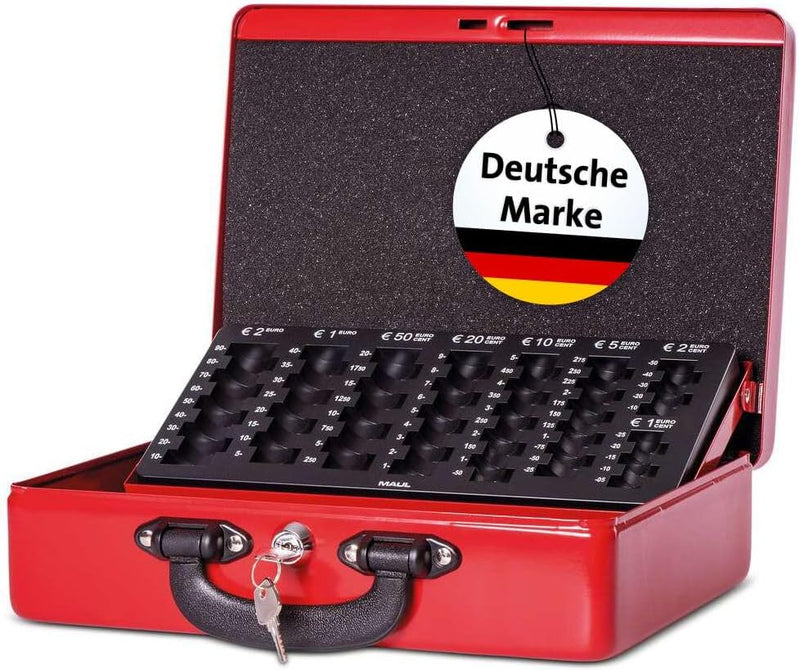 MAUL Geldkassette mit Zähleinsatz aus Stahl | abschliessbar | herausnehmbarer Einsatz | tragbare Kas