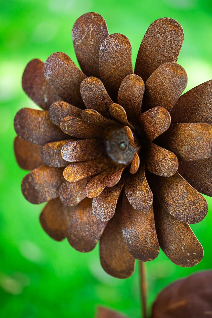 Bornhöft Gartenstecker Blume Metall Rost Gartendeko Edelrost Dahlie Garten Deko Dekoration 116cm Ros