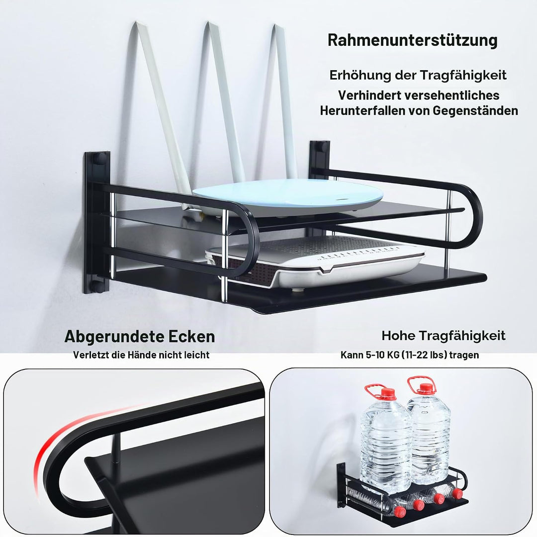 HNVNER Projektor Wand Regal, Router Ablage, Kabelboxen Halterung Multimedia Wandständer für AV-Recei