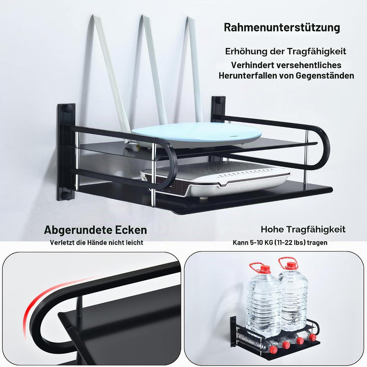HNVNER Projektor Wand Regal, Router Ablage, Kabelboxen Halterung Multimedia Wandständer für AV-Recei