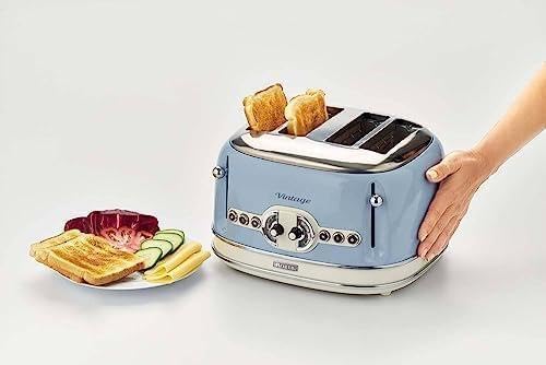 Ariete,156 Toaster im Vintage-Design für 4 Scheiben, 1600 W, 6 Toaststufen, aus lackiertem Edelstahl