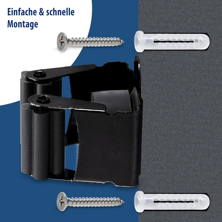 Maila® Gerätehalter (10er Set, Schwarz) - Robuster 304er Edelstahl rostfrei - Besenhalterung Wand mi
