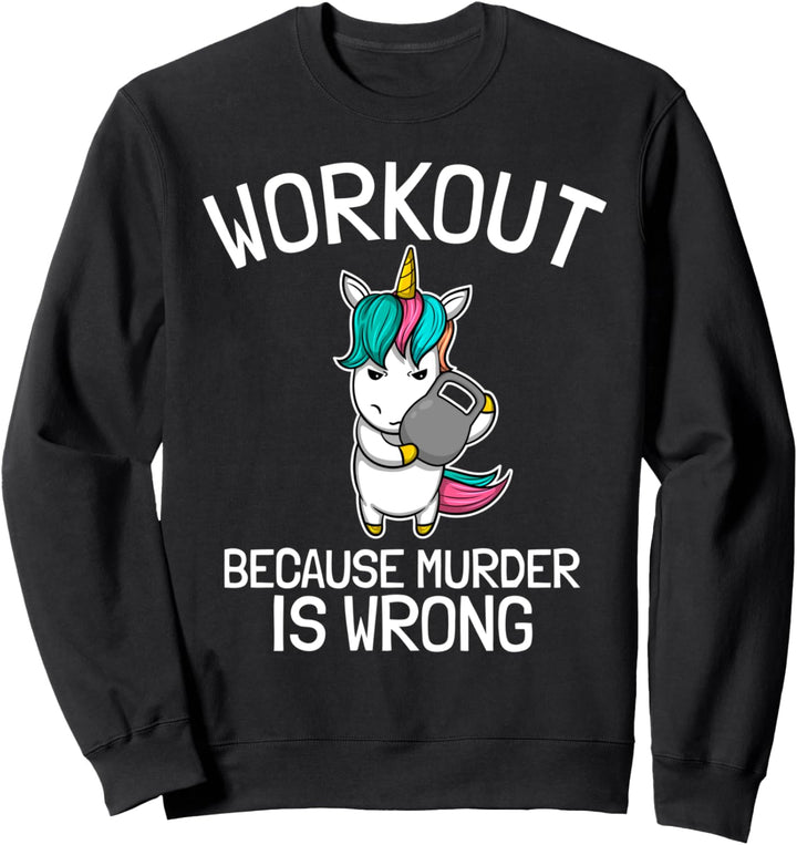 Lustiger Fitness Workout Athletik Spruch Einhorn Kettlebell Sweatshirt