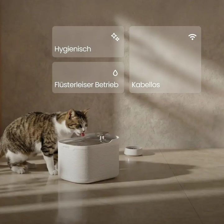 AstroPet Scorpio Katzenbrunnen Kabellos - 2,5L Trinkbrunnen für Katze & Hunde mit App Steuerung, 520