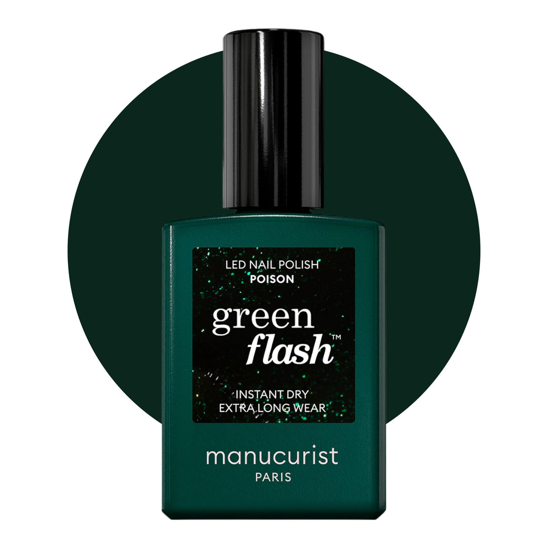 Manucurist Green Flash™ Grüne Glitzer Gel Nagellack Poison - Hema Free UV Lack, 12-Free Lack, Bio-ba