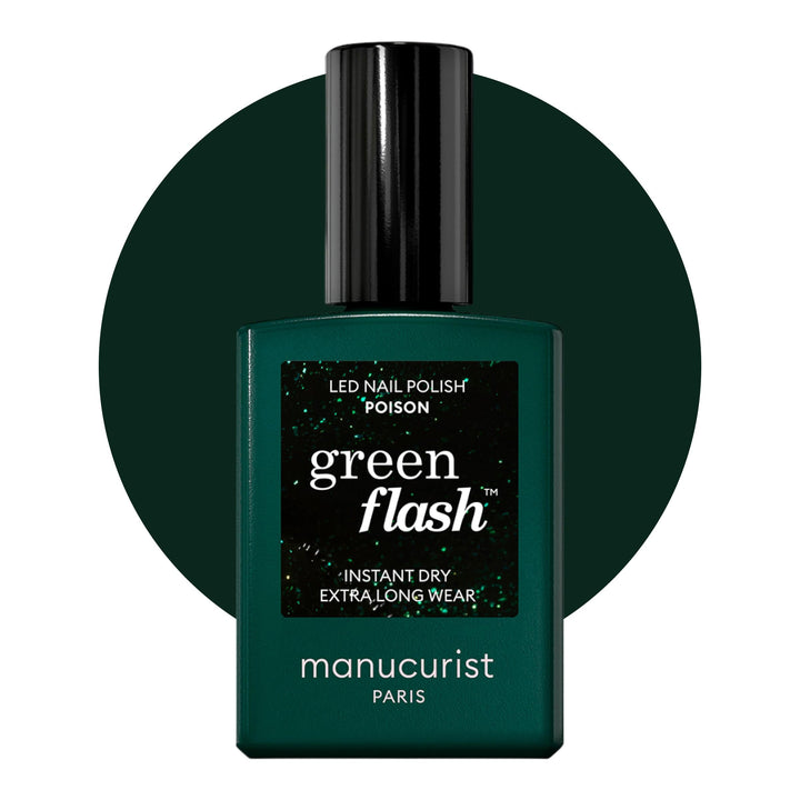 Manucurist Green Flash™ Grüne Glitzer Gel Nagellack Poison - Hema Free UV Lack, 12-Free Lack, Bio-ba