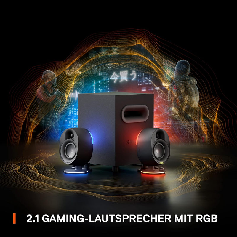 SteelSeries Arena 7 - 2.1-Gaming-Lautsprecher – 2-Wege-Lautsprecherdesign – Starke Bässe, Subwoofer