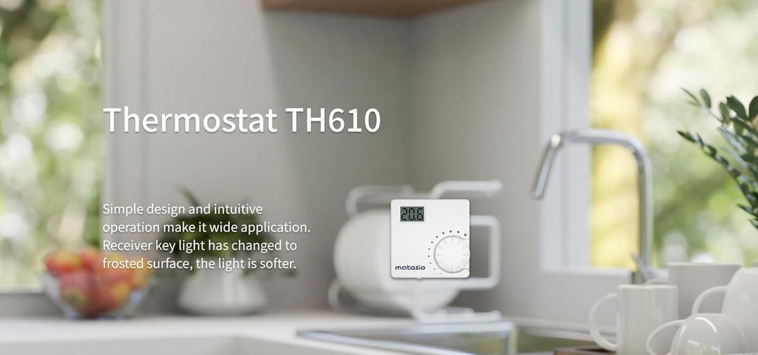 Matosio TH610 Kabelloses Thermostat mit Empfänger, Kesselthermostat, batteriebetriebener Raumthermos