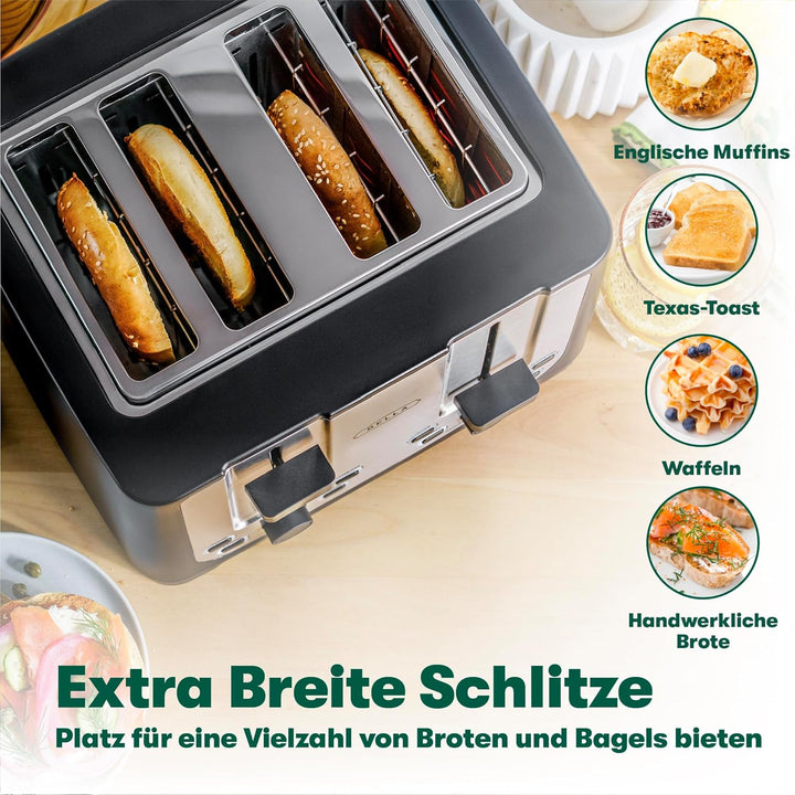 bella 4 Scheiben Toaster mit Automatischer Abschaltung, Extra Breite Schlitze und Abnehmbare Krümels