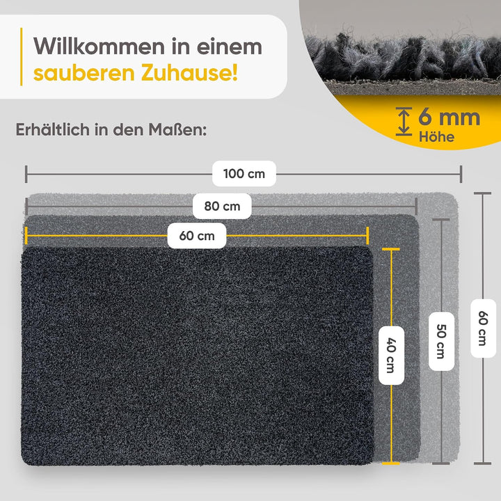 Entrando Fussmatte 50x80 cm - innen und aussen - Baumwolle - rutschfest, waschbar, robust - passt un