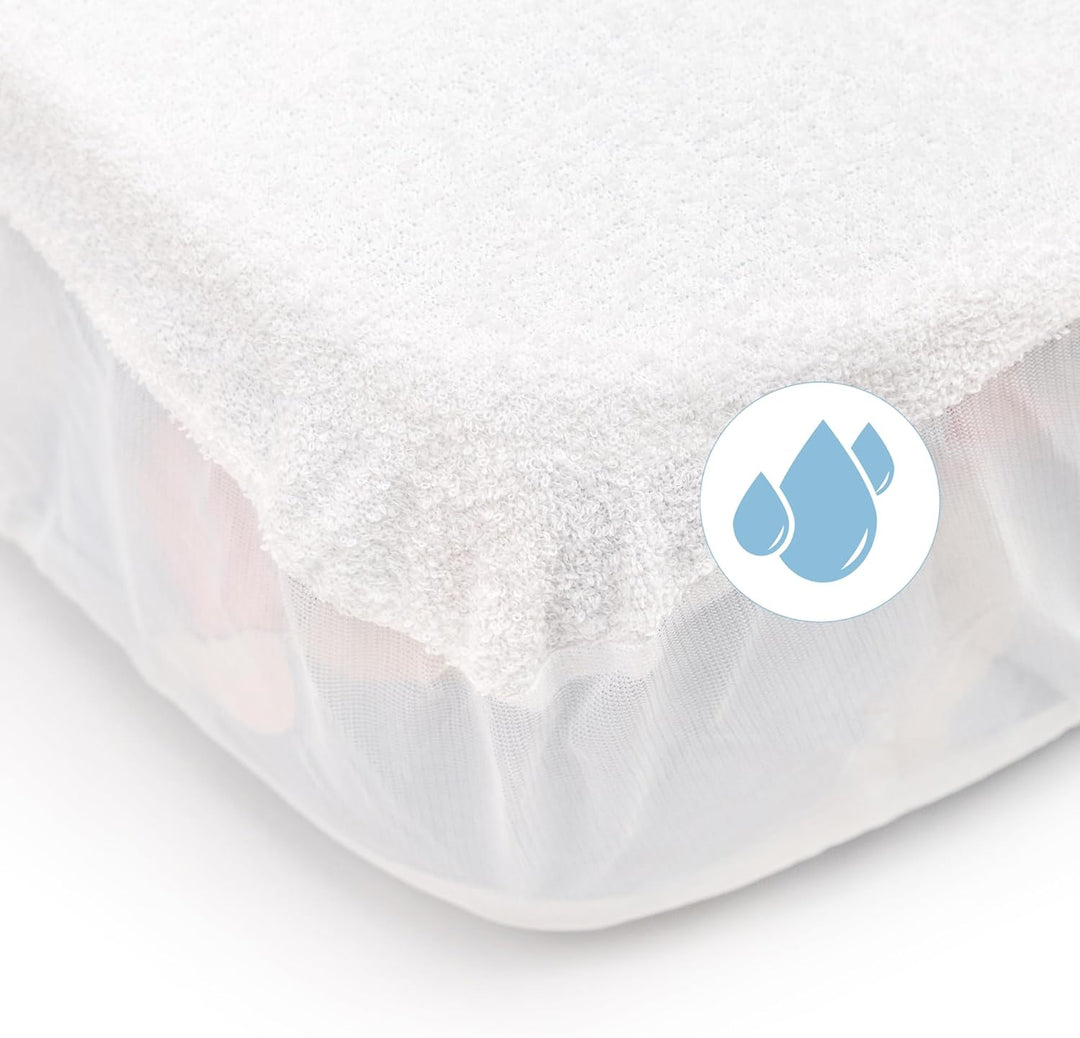 Matratzenschoner aus Baumwolle für Babykrippe | 70 x 140 cm | Wasserdicht | Atmungsaktiv | mit Gummi