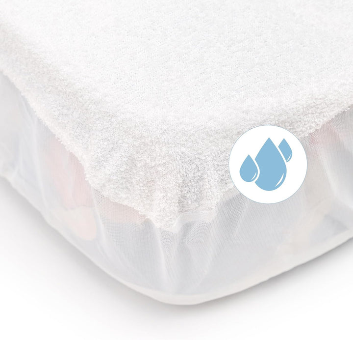 Matratzenschoner aus Baumwolle für Babykrippe | 70 x 140 cm | Wasserdicht | Atmungsaktiv | mit Gummi