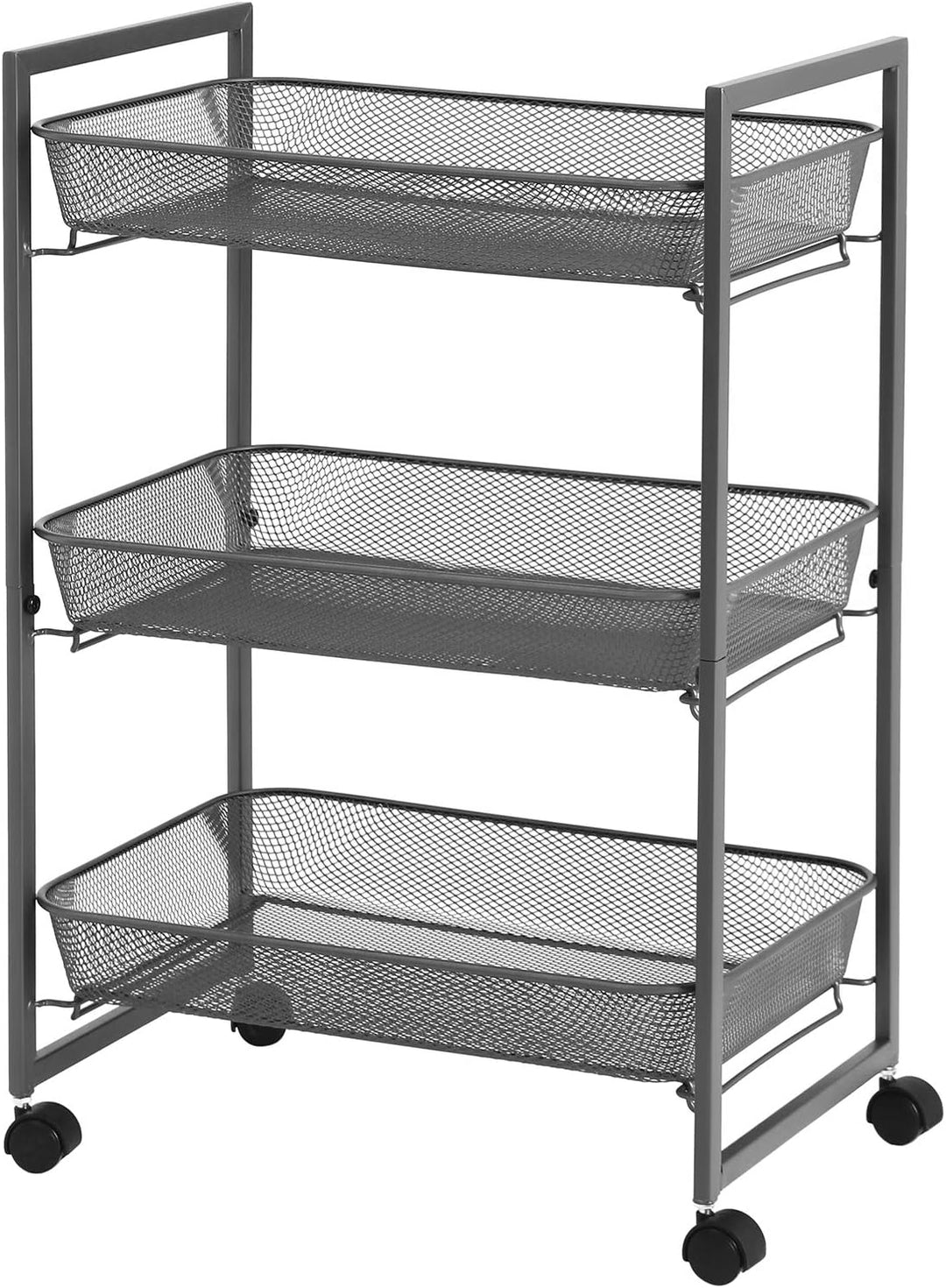 SONGMICS Rollwagen, Haushaltswagen, Badezimmerregal, Küchenregal, Nischenregal mit 3 Gitterkörben, p