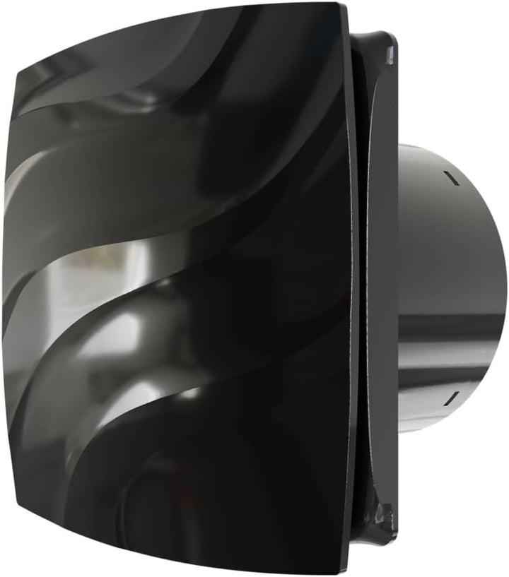 Vlano ALTO 100 Black Badlüfter mit Quick-Fix Montagesystem, ohne Bohren, Standard, 100 mm, Rückschla