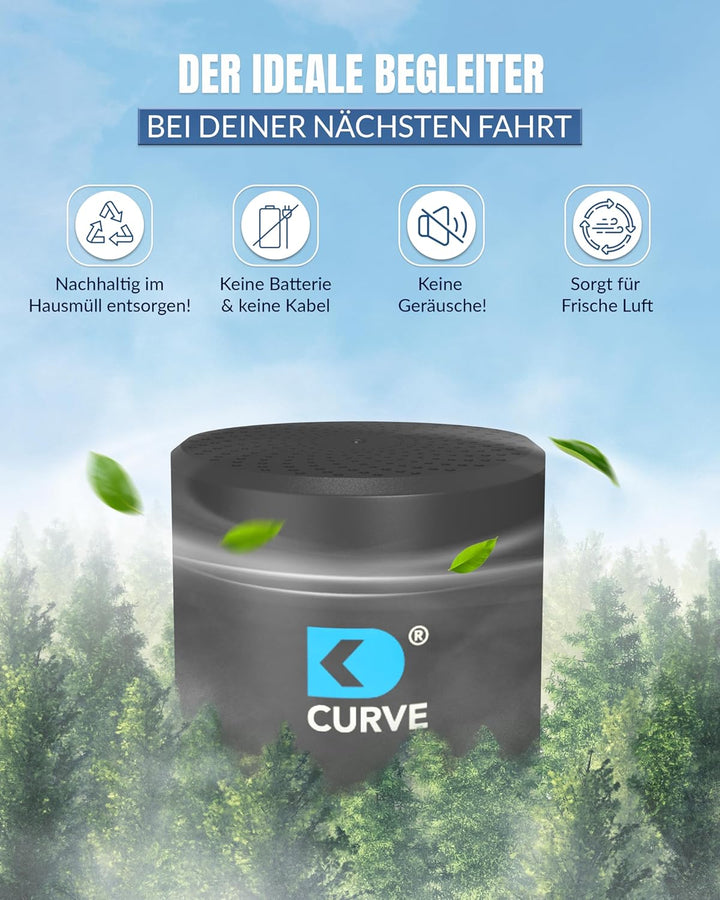 CURVE - Innovativer Luftreiniger mit Granulat - Entfernt 99% Keime und Gerüche - Für Auto, KFZ, LKW,