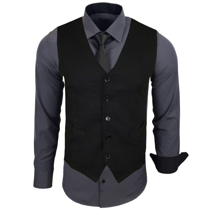 Herren Hemd mit Weste Krawatte Anzugs Sakko Business Hochzeit Freizeit Hemden Frack Herrenweste Set