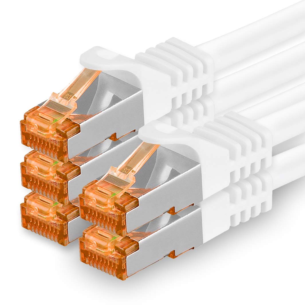 1aTTack.de 3,0 m - Cat.7 Netzwerkkabel Weiss - 5 Stück Gigabit Ethernet LAN Kabel 10000 Mbit s Patch