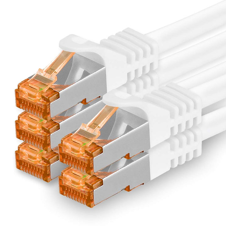 1aTTack.de 3,0 m - Cat.7 Netzwerkkabel Weiss - 5 Stück Gigabit Ethernet LAN Kabel 10000 Mbit s Patch