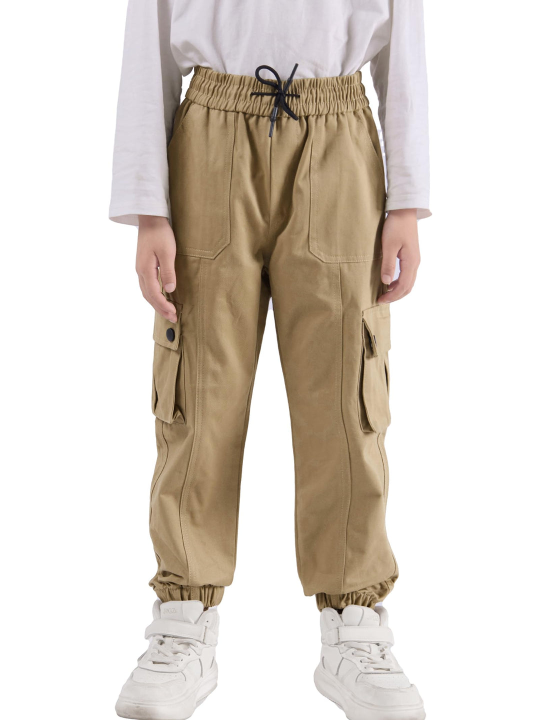 Kinder Cargo Hose mit elastischem Bund Funktionshose Jungen Jogginghose Outdoor 150 Khaki, 150 Khaki
