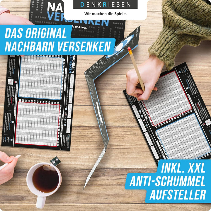 DENKRIESEN - Family Pack – JAMMERLAPPEN &amp; NACHBARN VERSENKEN | Lustiges Kartenspiel &amp; Spielblock | F