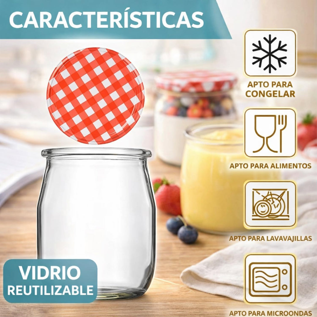 12 Joghurt- und Dessertgläser aus Glas mit Metalldeckel, 150 ml, Glasbehälter für Joghurt, Pudding,