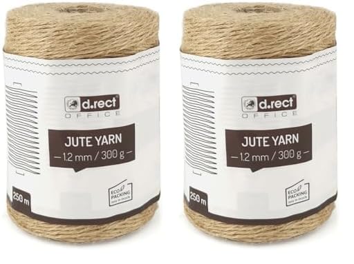 D.RECT 250m Jute-Schnur Natur Braun Jute-Kordel | Packschnur Geschenk-Band Bastelschnur Dekokordel |