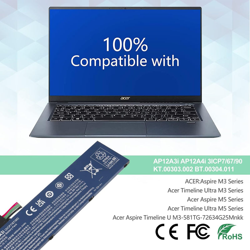 AP12A3i AP12A4i 3ICP7/67/90, KT.00303.002, BT.00304.011 Akku für ACER Aspire Timeline Ultra M3 M3-48