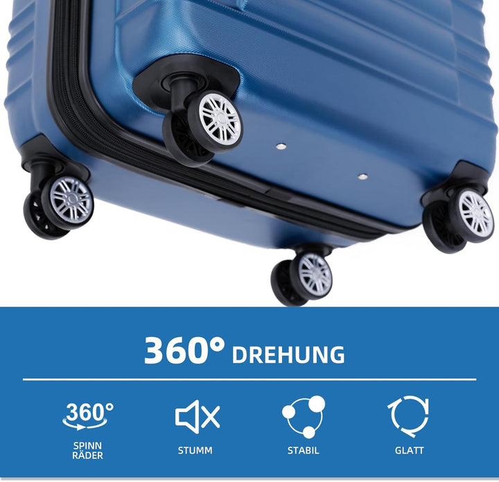 BEIBYE 2088 Zwillingsrollen Reisekoffer Koffer Trolleys Hartschale M-L-XL-Set in 13 Farben (Blau, L)