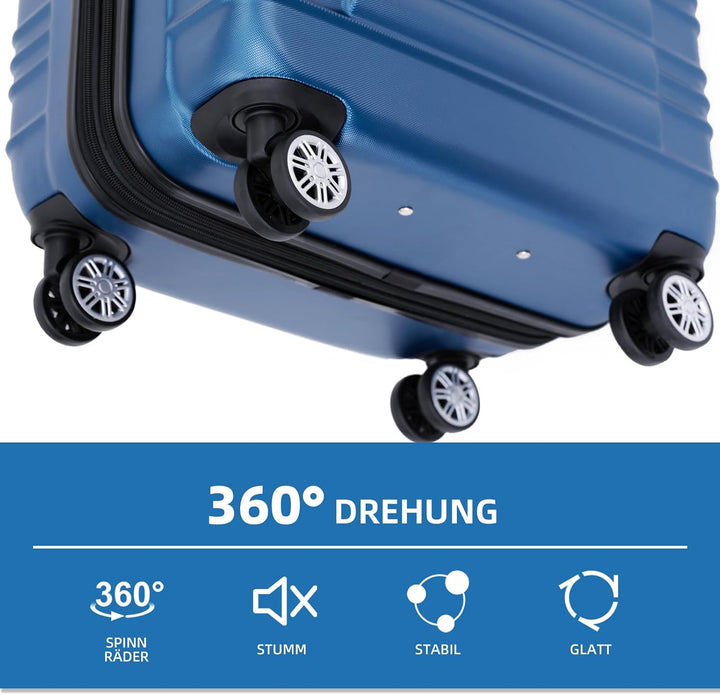 BEIBYE 2088 Zwillingsrollen Reisekoffer Koffer Trolleys Hartschale M-L-XL-Set in 13 Farben (Blau, L)