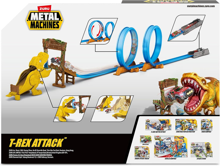 ZURU - Metal Machines – T-Rex – Doppelstrecke mit Mini-Rennwagen – Spiel Auto Kinder – 6702