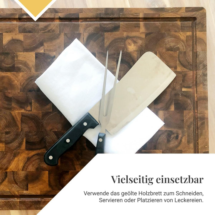 Küchenblock aus Hirnholz 34 × 24,5 cm | Hochwertiges Massivholz | Metzgerblock aus nachhaltigem Akaz