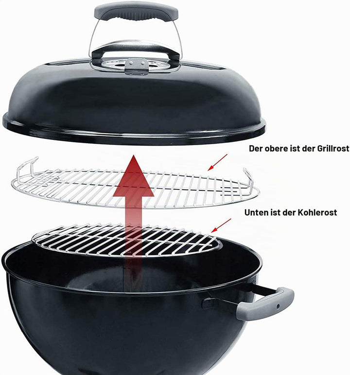 Denmay 54,6cm Grillrost, 43,18cm Holzkohlerost, Reinigungssystem für Weber 57cm Holzkohlegrills, Kug