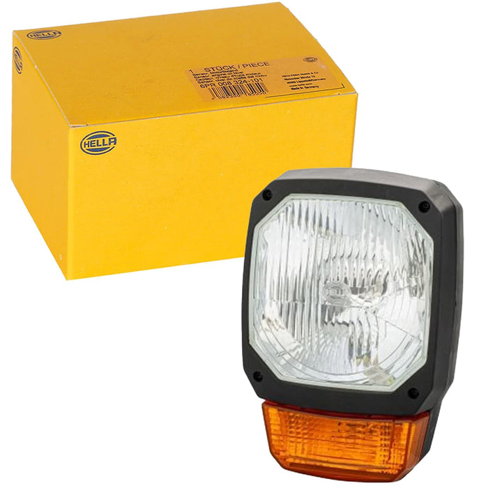 HELLA - Halogen-Hauptscheinwerfer - 12V - Einbau - Lichtscheibenfarbe: gelb - Stecker: DEUTSCH Steck