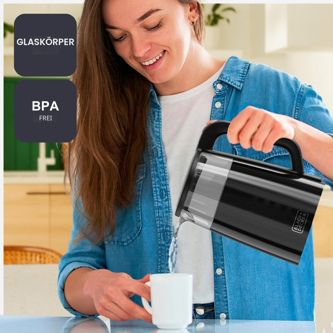 Black+Decker - Elektrischer Wasserkocher BXKE2206E | 2200W | 1,7L Kapazität | 7 Temperaturstufen | D