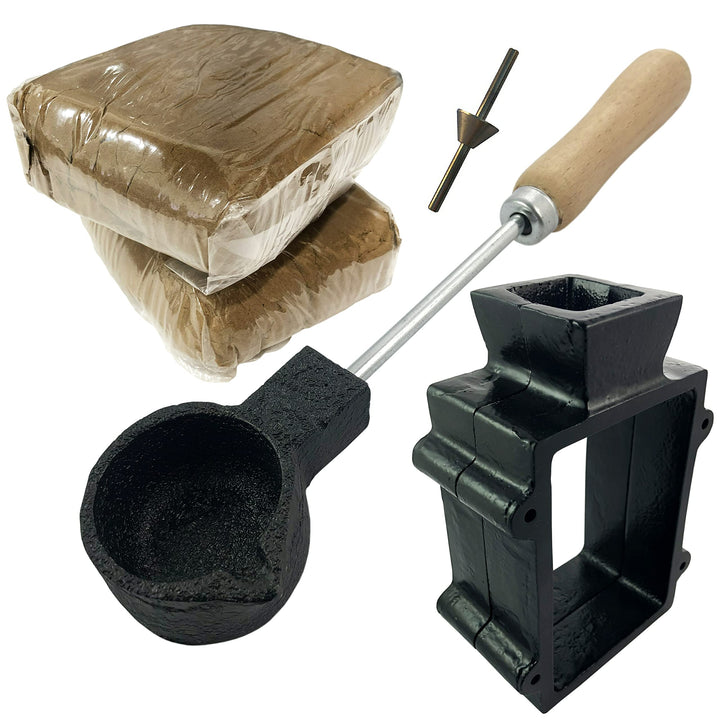 Sandguss-Schmuck-Set, traditioneller Flachmann / Schmelztopf / 2 kg Sandguss